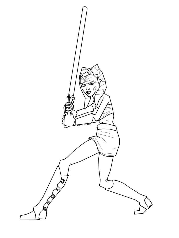 Ahsoka Tano Fighting Coloring Pages