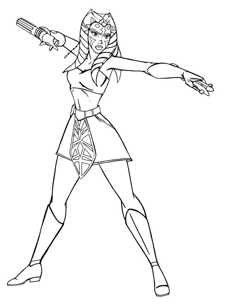 Ahsoka Tano Stance Coloring Page