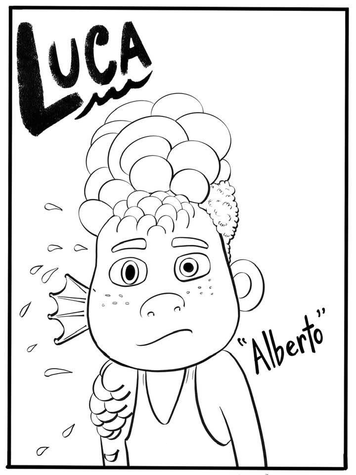 Alberto Half Fish Luca Coloring Pages