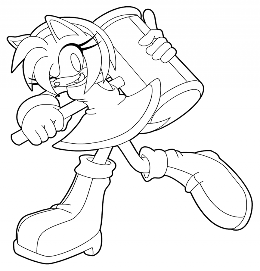 Amy Rose Hammer Coloring Pages