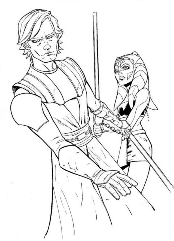 Anakin And Ahsoka Coloring Page