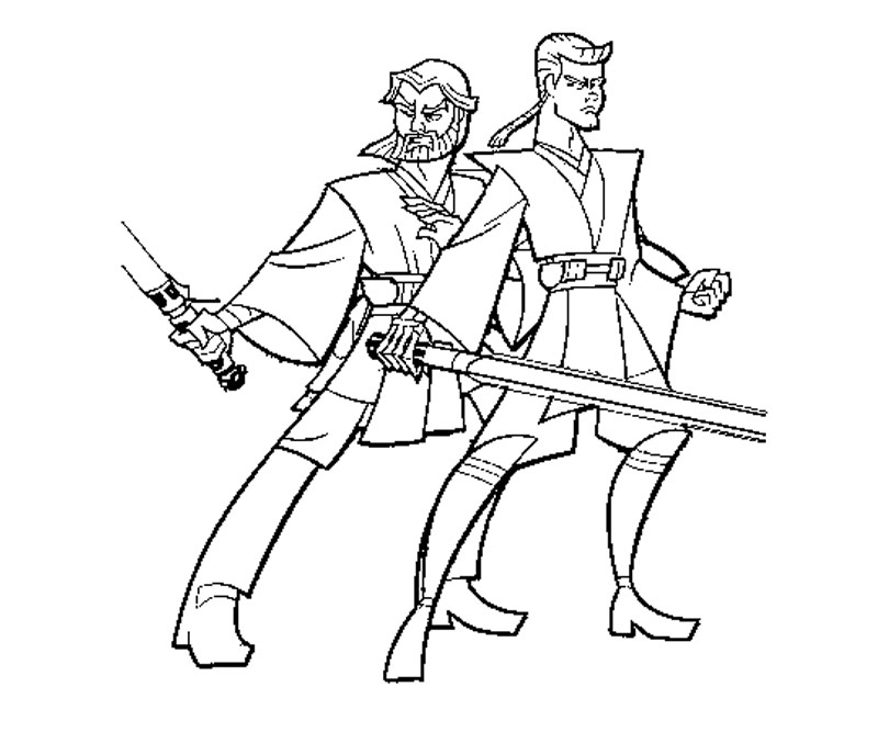 Anakin Skywalker And Obewan Kenobe Coloring Page