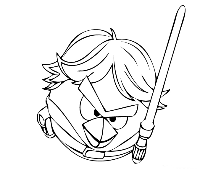 Angry Bird Lightsaber Coloring Pages