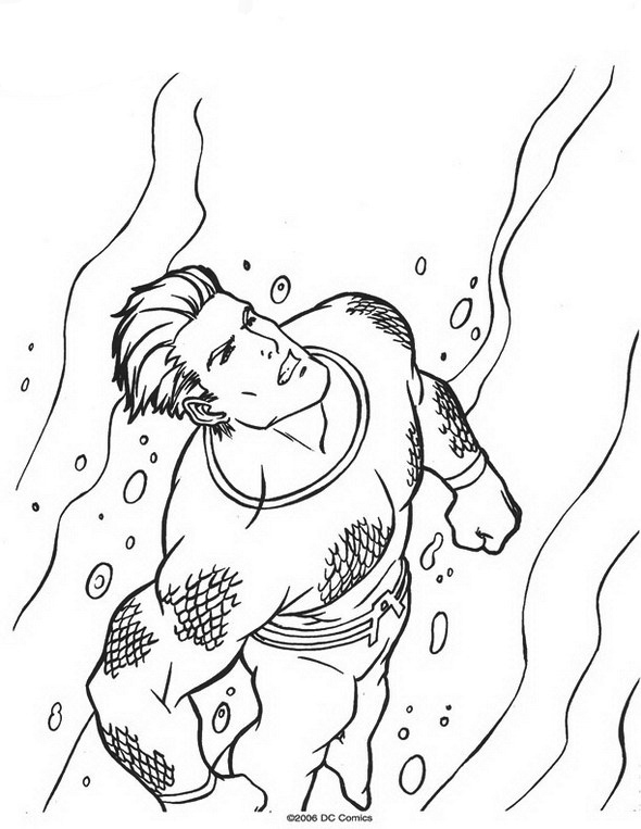 Aquaman Swimming Coloring Page