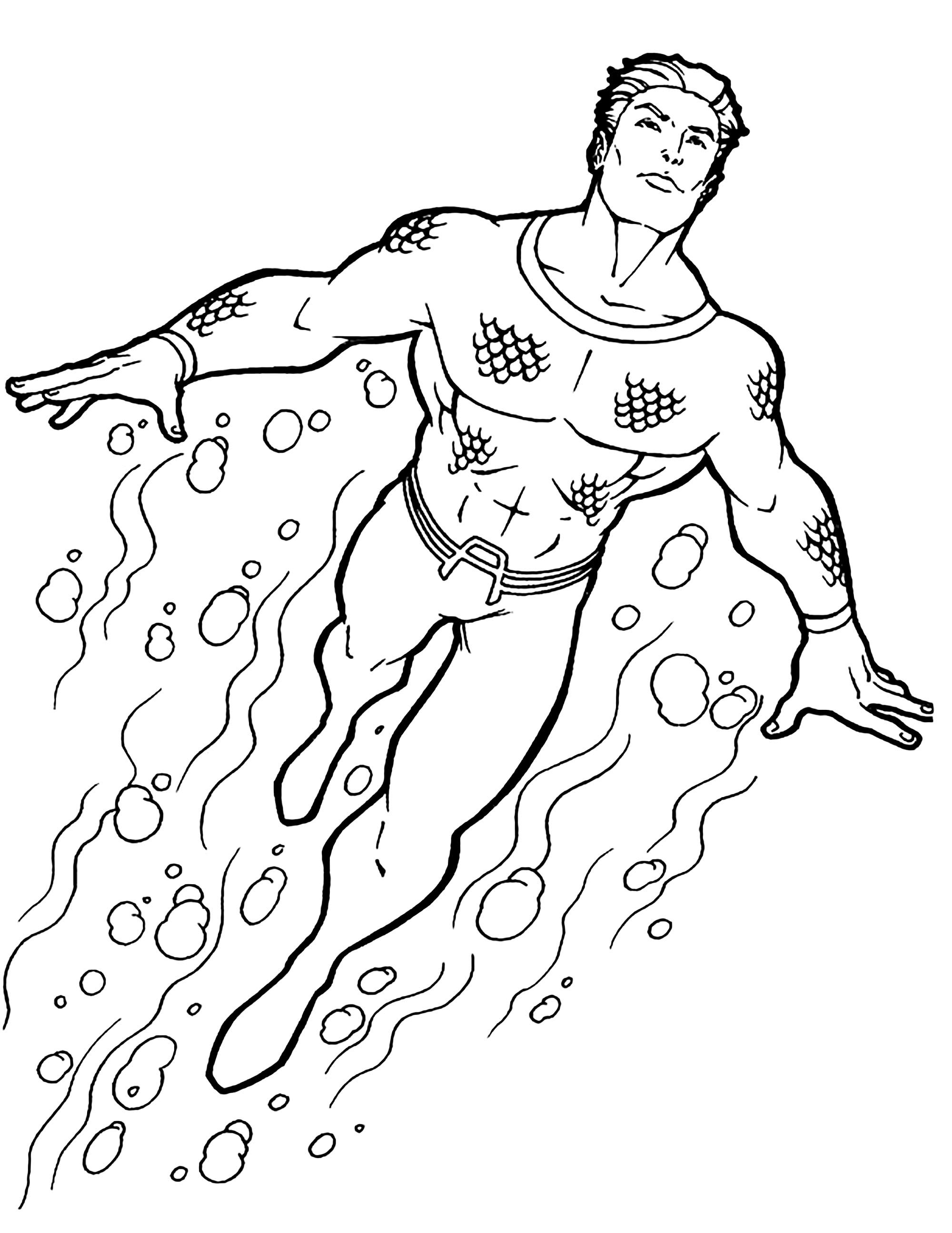 Aquaman Swimming Coloring Pages