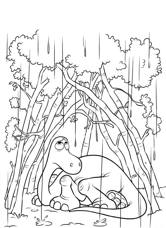 Arlo In The Rain Good Dinosaur Coloring Pages