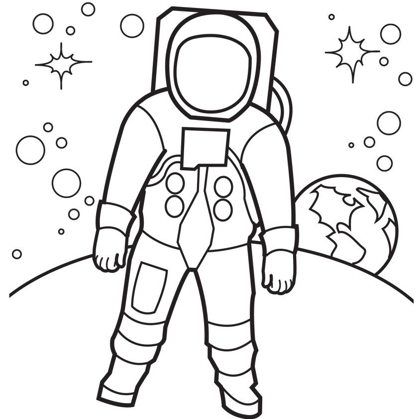 Astronaut On The Moon Coloring Page
