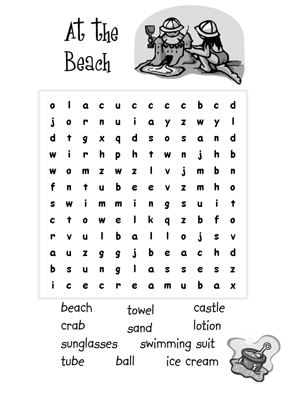 At the Beach Summer Word Search Puzle