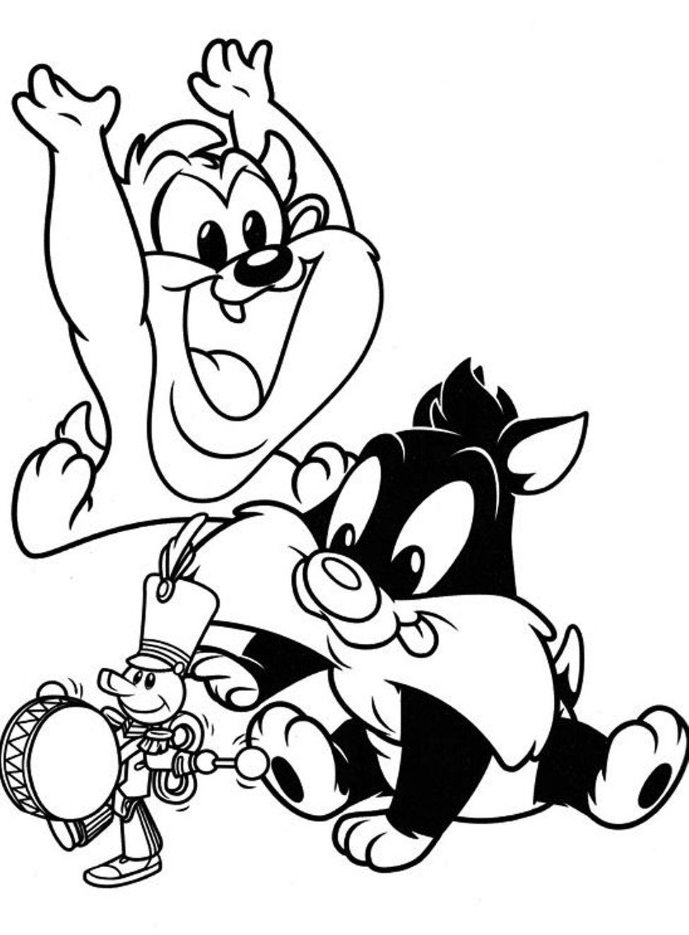 Baby Taz And Sylvester Coloring Page