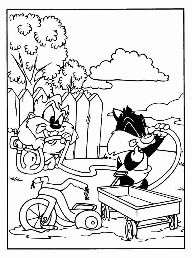 Baby Taz Playing Coloring Page
