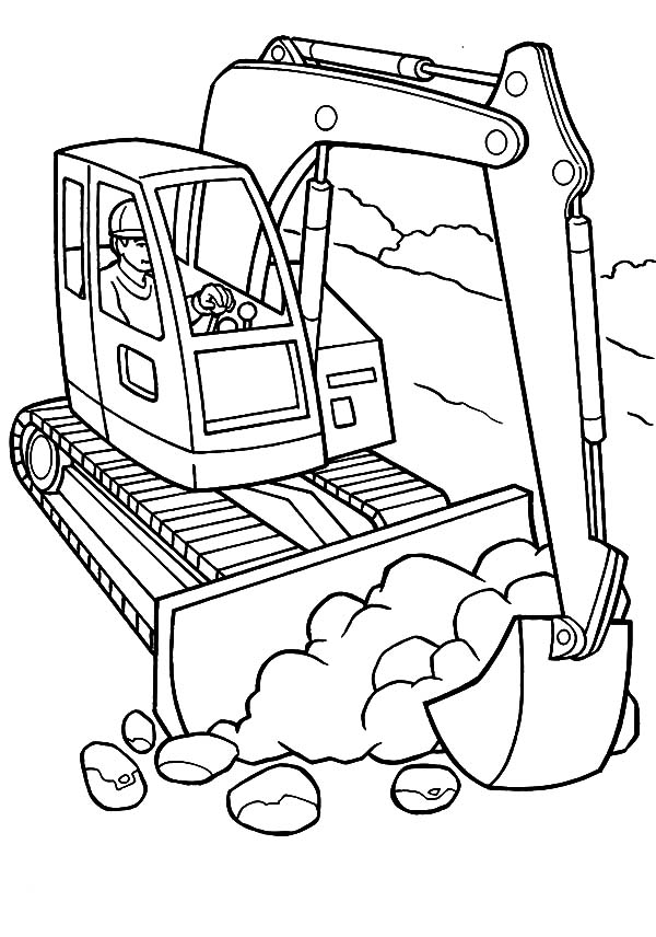 Backhoe Construction Coloring Page