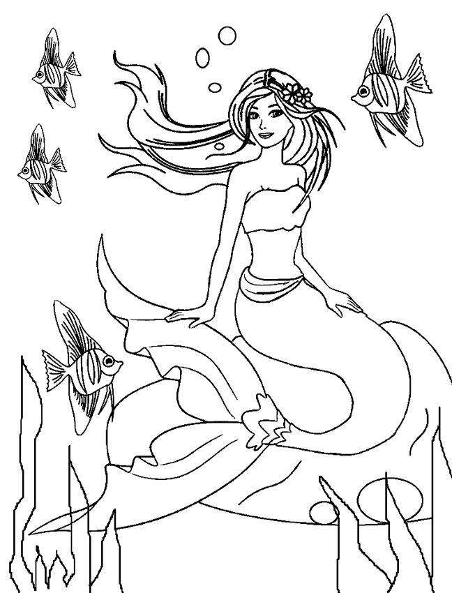 Barbie Mermaid Fish Coloring Page