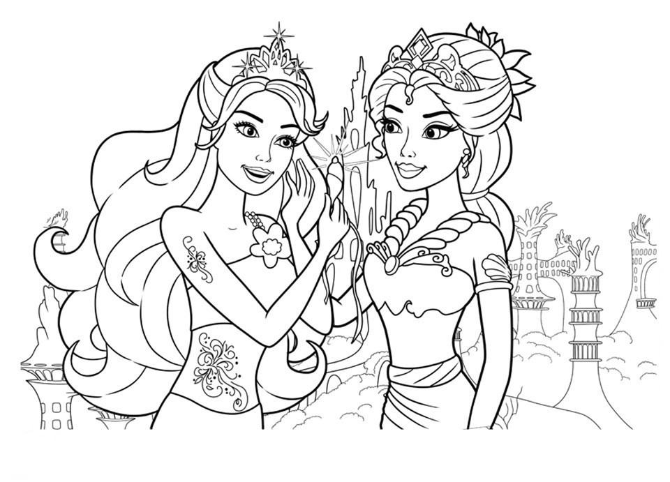 Barbie Mermaids Coloring Page Printable