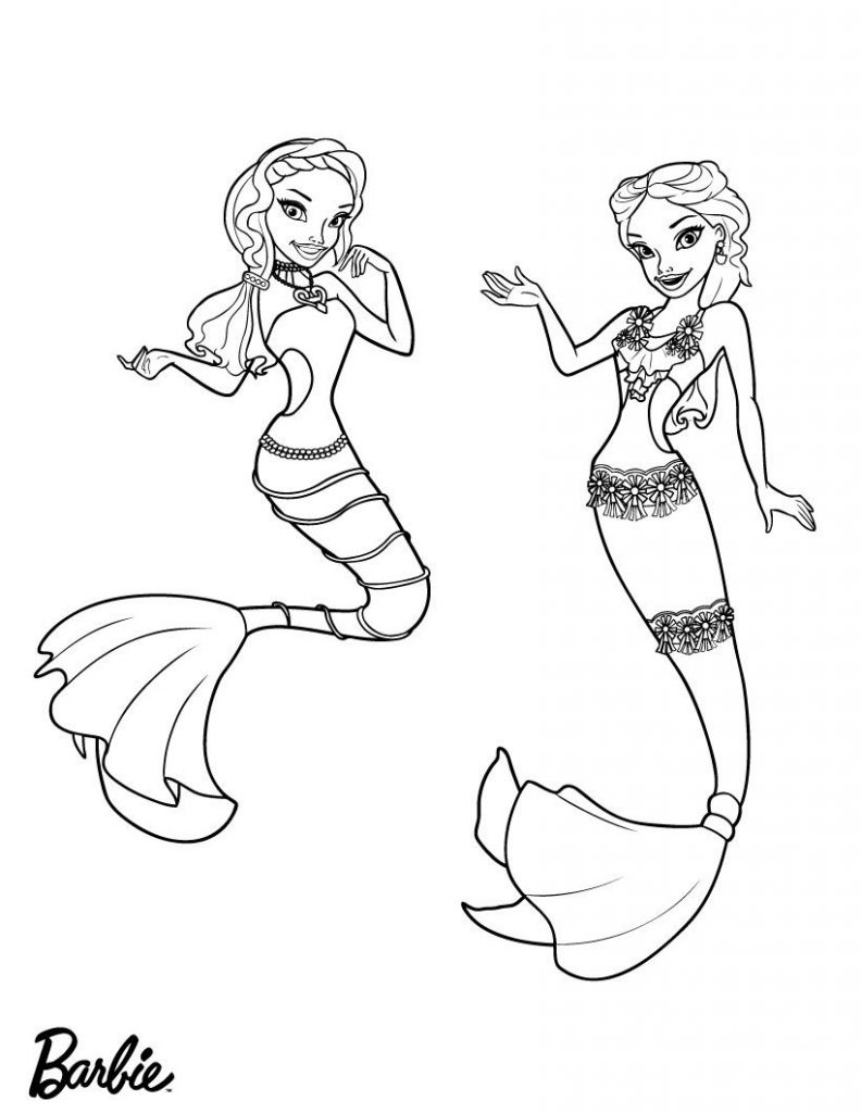 Barbie Mermaids Coloring Pages