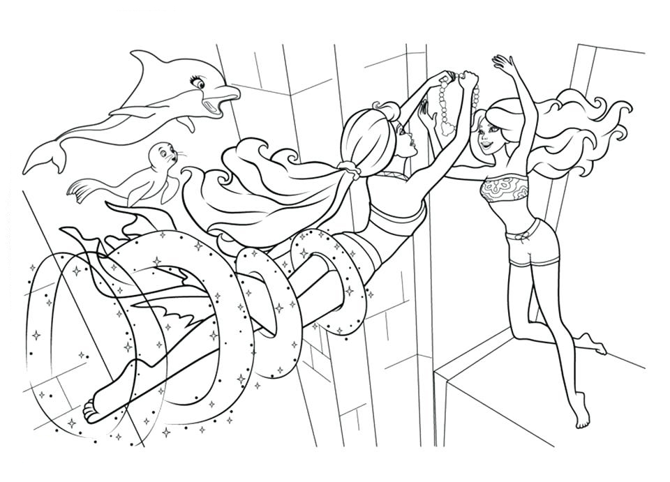 Barbie Mermaids Dance Coloring Page