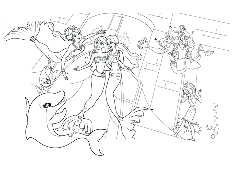 Barbie Mermaids Free Coloring Page