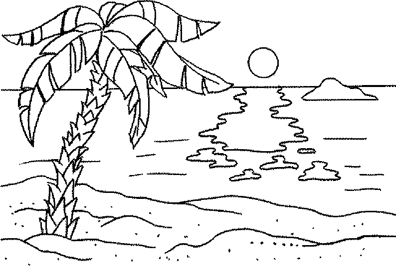 Beach Scene Coloring Page