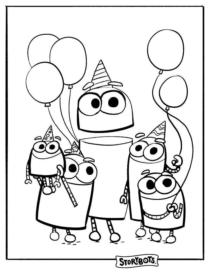 Birthday Storybots Coloring Page
