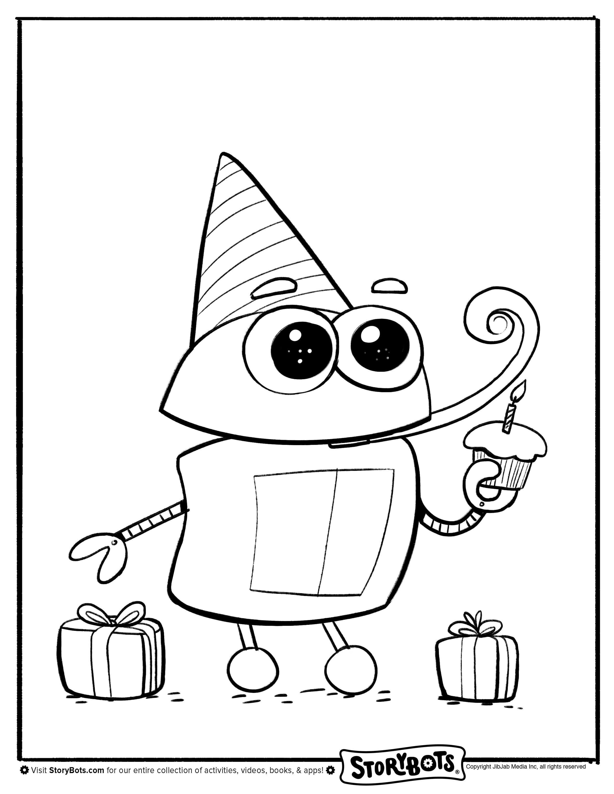 Birthday Storybots Coloring Pages