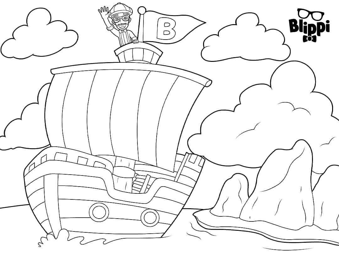 Blippi On A Sailboat Coloring Pages