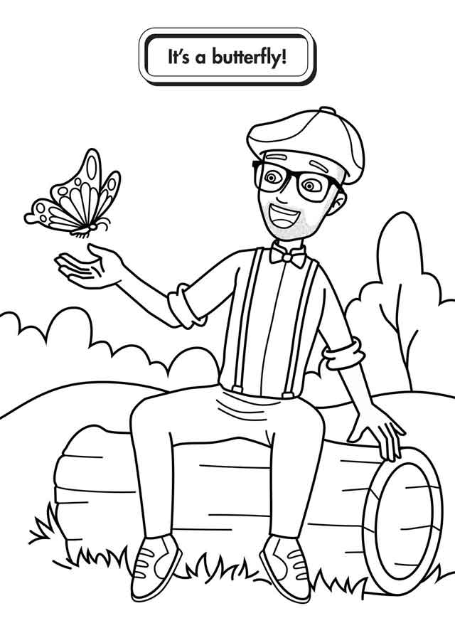 Blipping And Butterfly Coloring Page