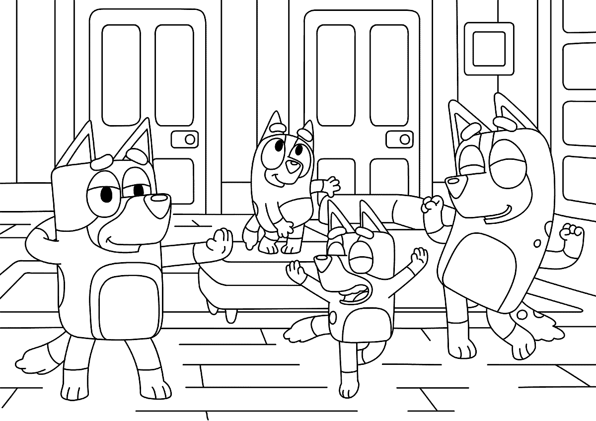 Bluey Dancing Coloring Pages