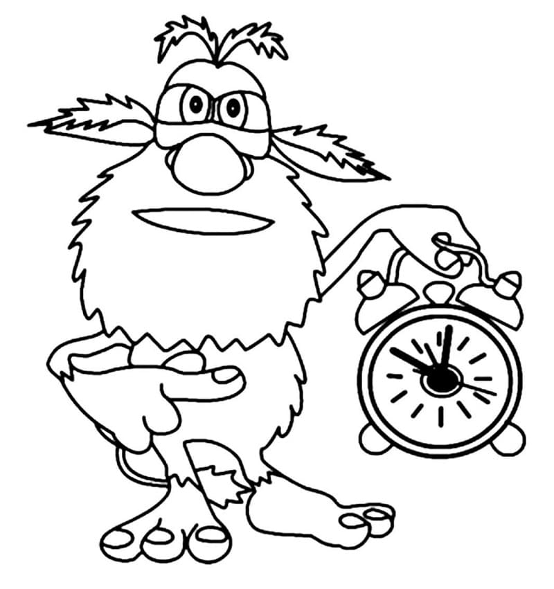 Booba And Alarm Clock Coloring Page