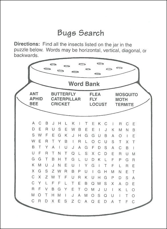 Bugs - Third Grade Word Search