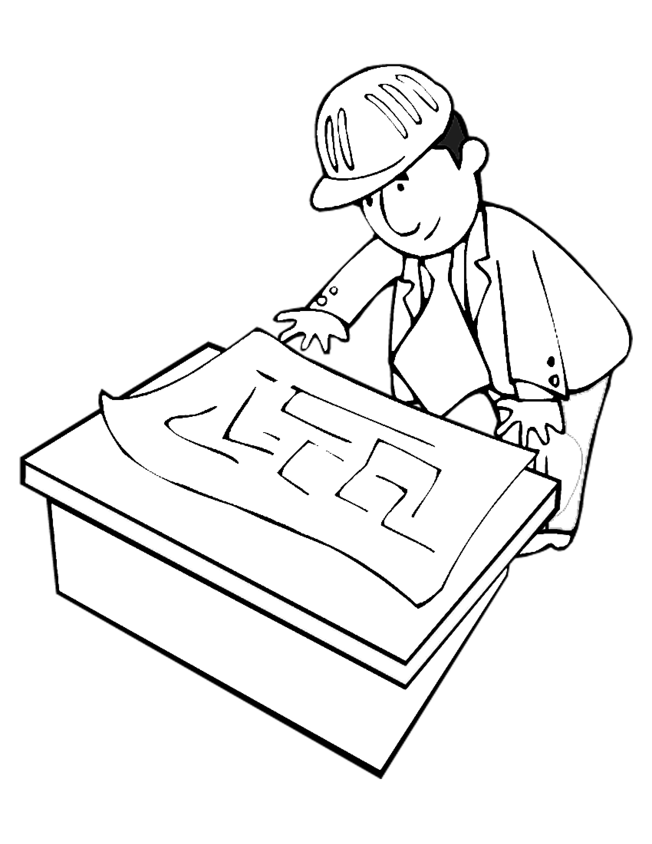 Builder With Blueprints Coloring Page