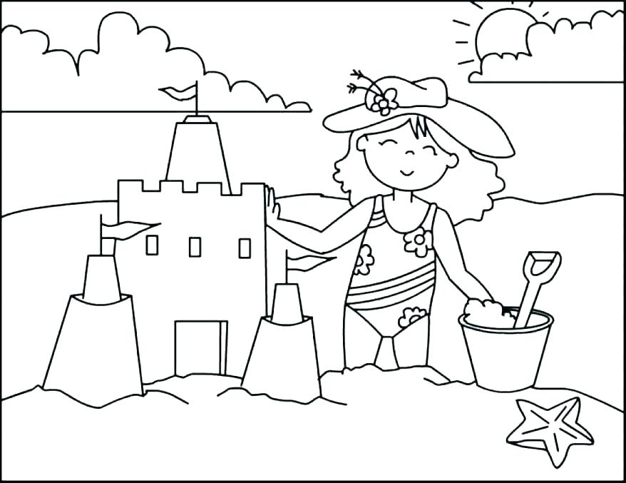 Building Sandcastle Beach Coloring Page