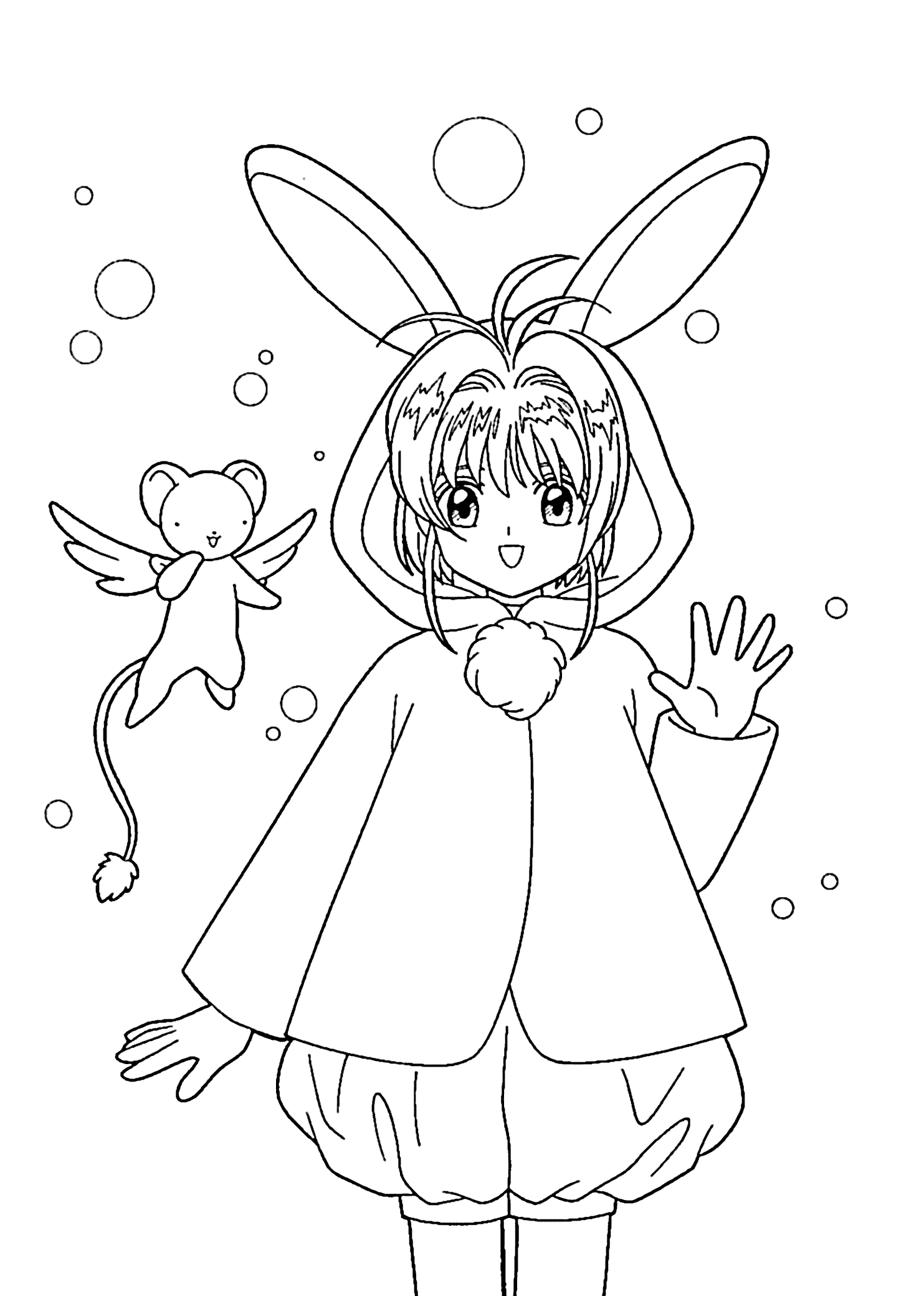 Bunny Sakura Coloring Page