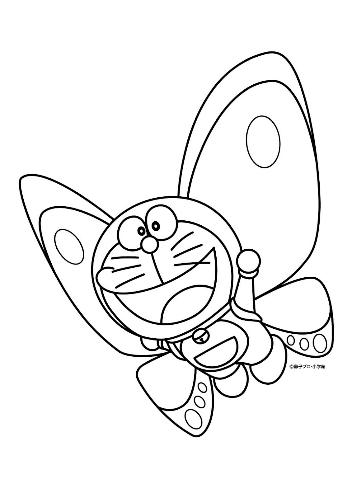 Butterfly Doraemon Coloring Page