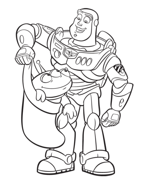 Buzz And Toy Story Alien Coloring Page