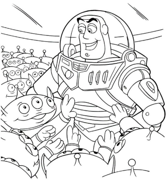 Buzz In The Alien Machine Coloring Page