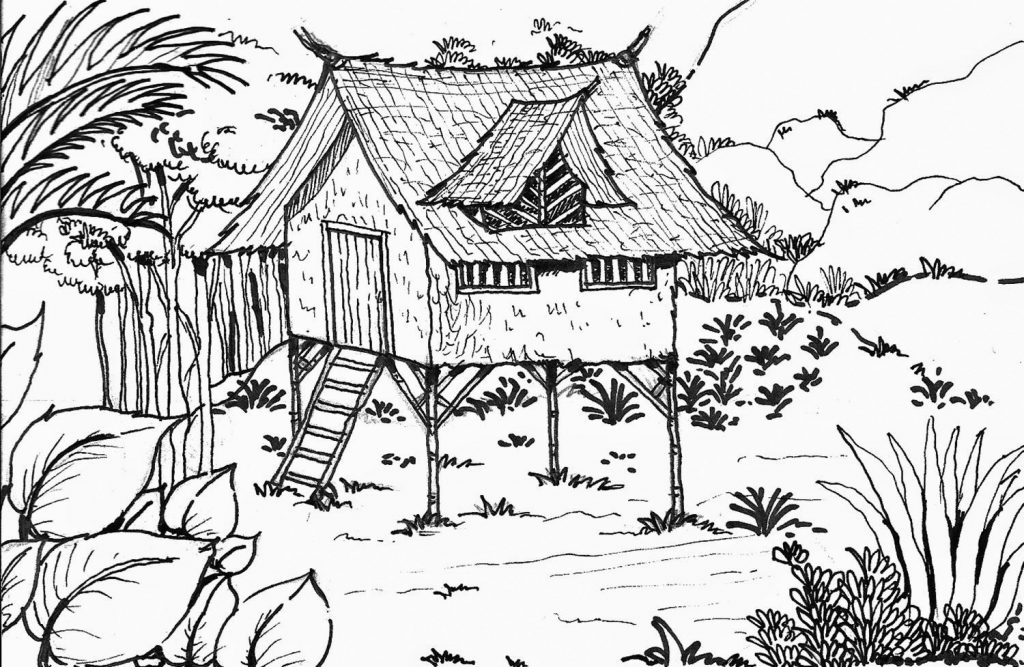 Cabin In The Forest Coloring Page