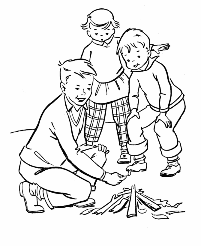 Camp Fire Coloring Page
