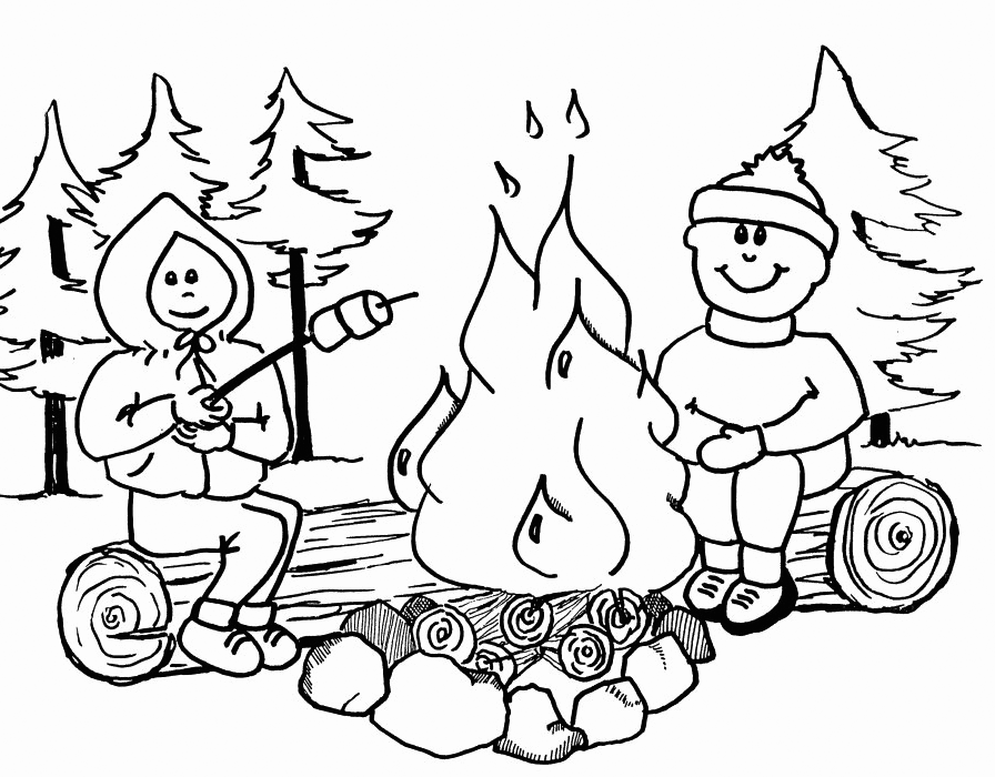 Camp Fire Coloring Pages