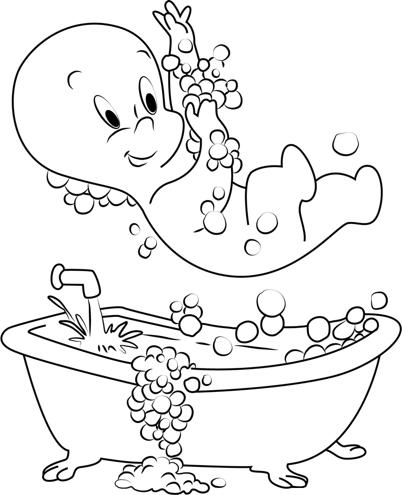 Casper Bathtime Coloring Pages