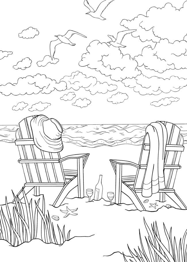Chairs on Beach Coloring Pages