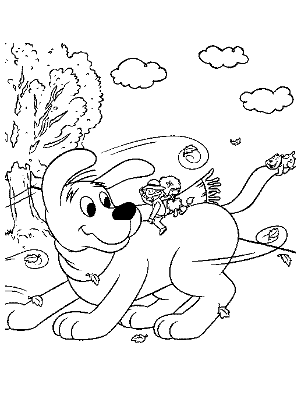 Clifford On A Windy Day Coloring Page
