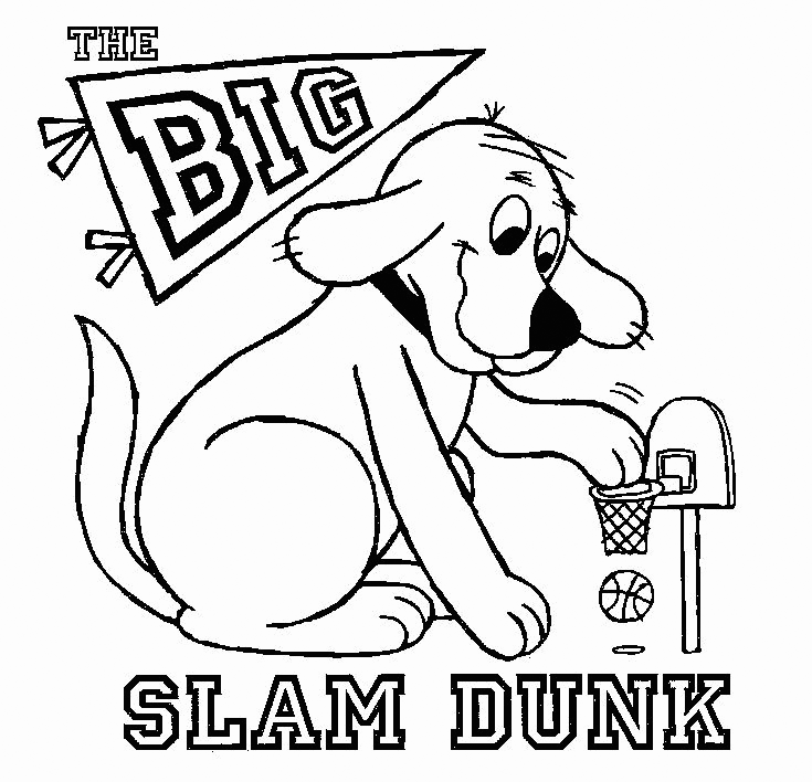 Clifford Playing Basketball Coloring Pages