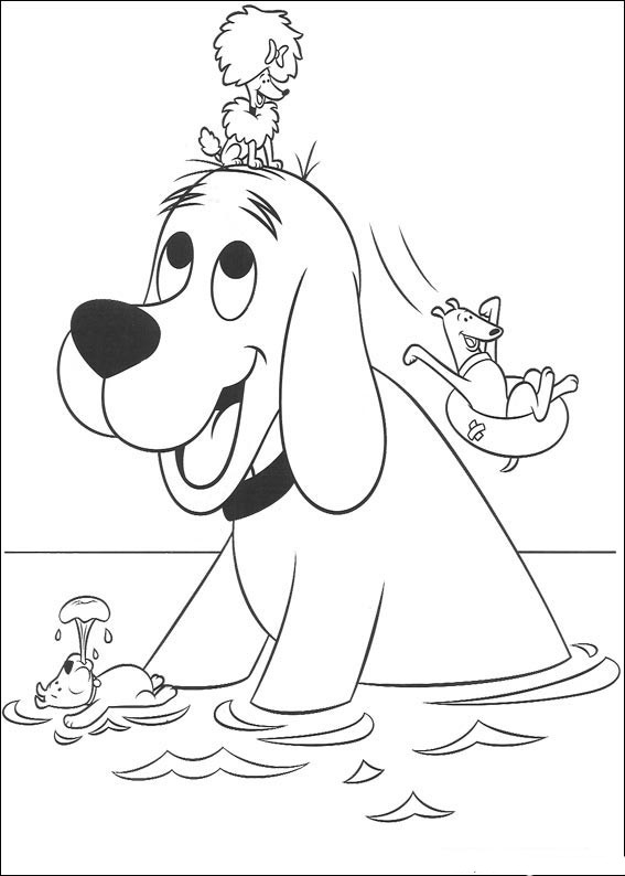 Clifford Swimming Coloring Pages