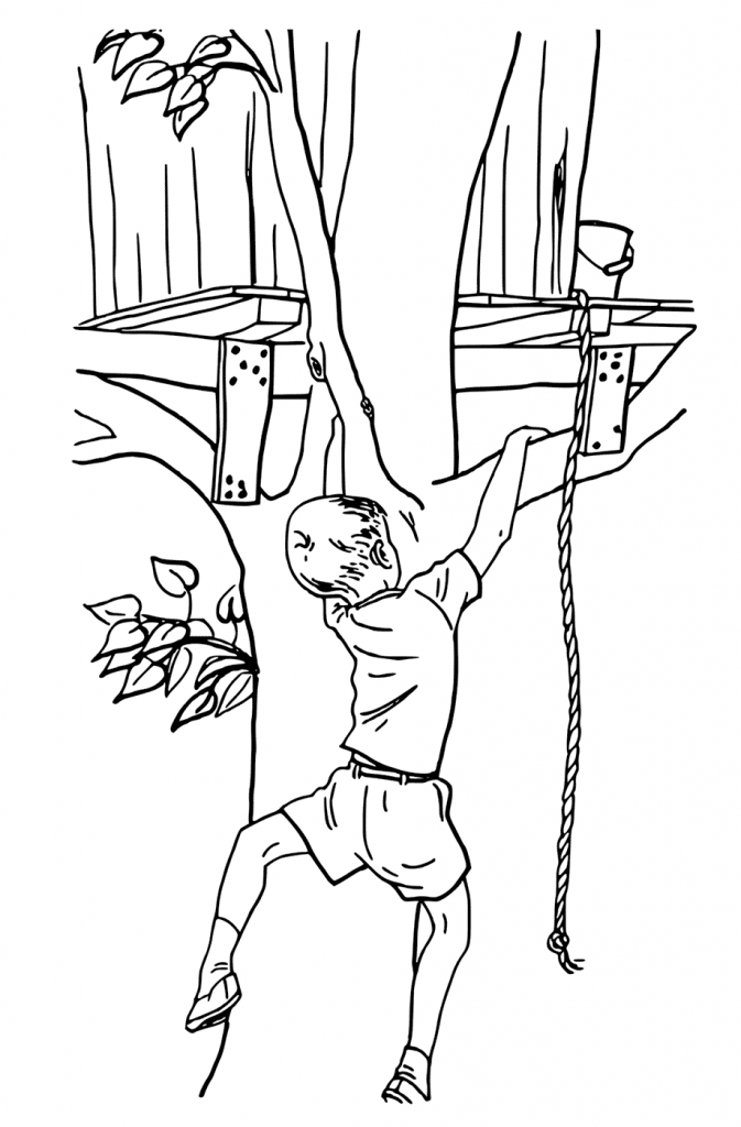 Climbing Treehouse Coloring Page