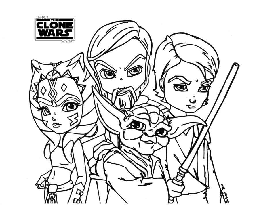 Clone Wars Characters Coloring Page