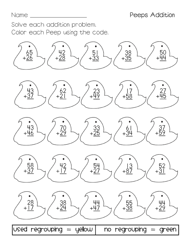 Color By Number Addition Double Digit