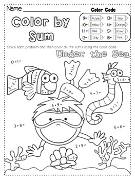 Color by Sum Coloring Page