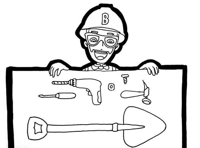 Construction Blippi Coloring Page