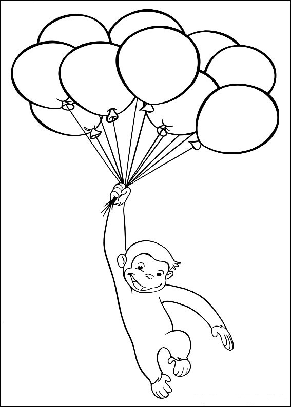 Curious George Coloring Pages Balloons