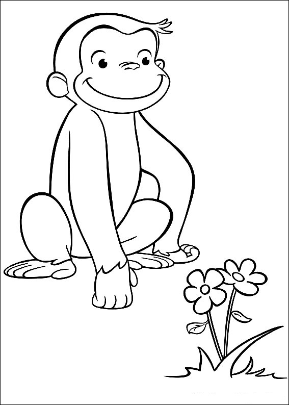 Curious George Coloring Pages Flowers