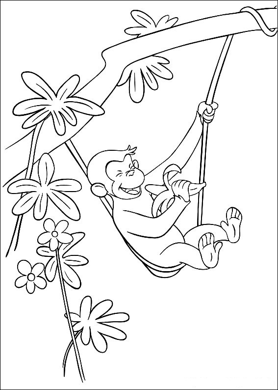 Curious George Coloring Pages Trees